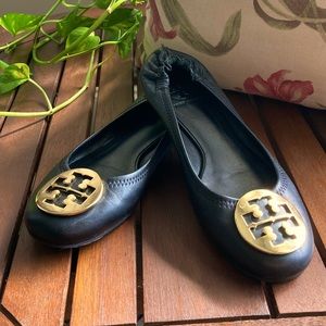 Tory Burch Reva leather ballet flats.